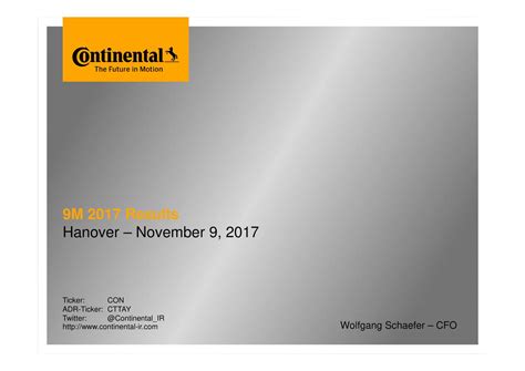 Continental Ag Adr 2017 Q3 Results Earnings Call Slides Otcmkts