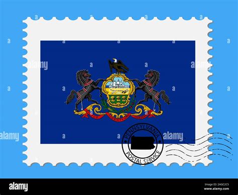 U S State Of Pennsylvania Flag With Postage Stamp Vector Illustration