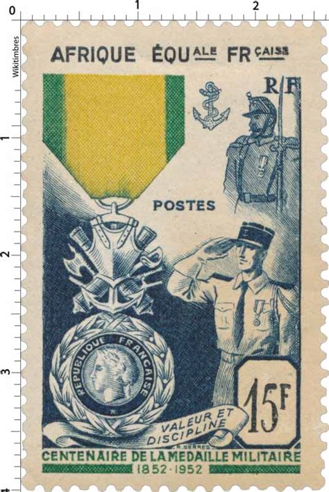 Timbre Centenaire de la médaille militaire française valeur et