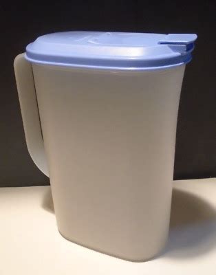 Tupperware Slimline Pitcher Quart Sheer With Blue Lid Pour Spout