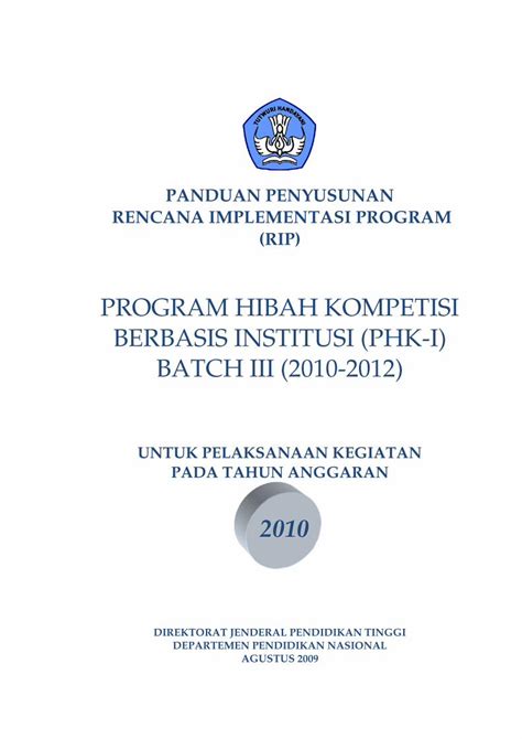 Pdf Program Hibah Kompetisi Berbasis Institusi Phk I Filepanduan