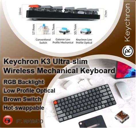 Jual Keychron K Ultra Slim White Backlight Aluminum Frame Low Profile Keychron Optical Hot