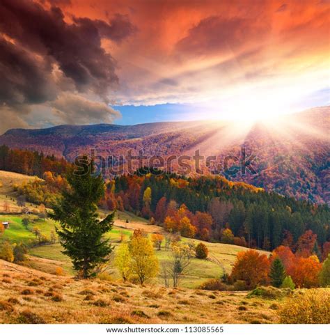 Colorful Autumn Sunset Mountains Stock Photo 113085565 | Shutterstock