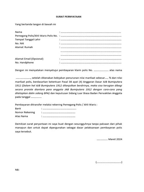 Surat Kuasa Klaim Asuransi Pdf