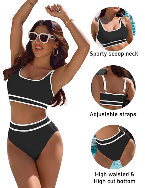 Snapklik BMJL Womens High Waisted Bikini Sets Sporty Two Piece