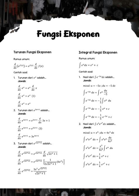 Solution Turunan Dan Integral Fungsi Eksponen Dan Logaritma Natural