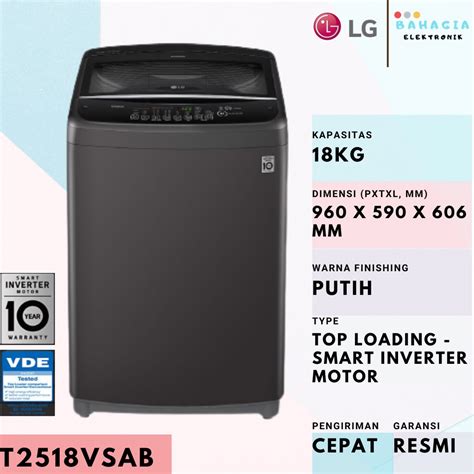 Jual LG T2518VSAB Mesin Cuci Top Loading 18 Kg Smart Inverter Dengan