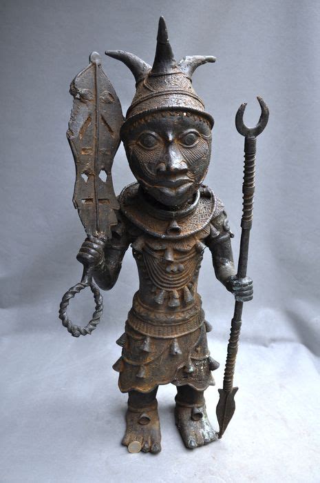 Large African Benin Bronze Warrior Statue Nigeria Regio Catawiki