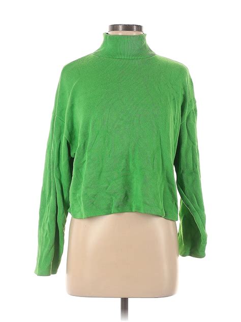 Zara Color Block Green Turtleneck Sweater Size M Off Thredup