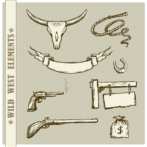 Premium Vector Wild West Set Collection Vector Illustration