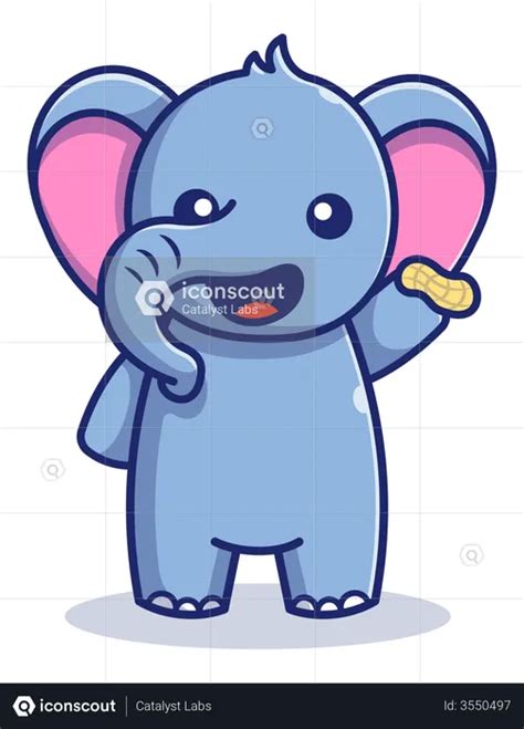 Best Baby Elephant Eating Peanut Illustration Download In Png And Vector