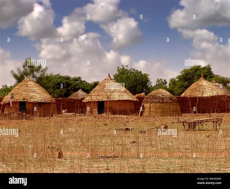 Nigeria Traditional Village Huts Dry Thatched Africa Stock Photo