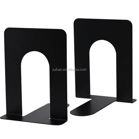 Premium Heavy Duty Black Bookends Metal L Shaped Book Ends Non Skid For