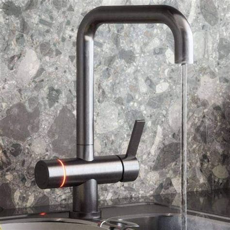 Vibrance Twin Lever Brushed Steel Xara In Instant Hot Water Kitchen Tap Kettle Taps From TAPS UK