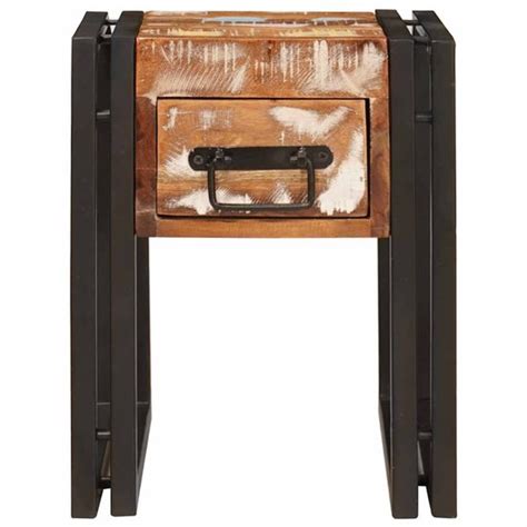Bijzettafel Eindtafel Salontafel 30 X 30 X 40 Cm Massief Gerecycled Hout En Metaal Bol