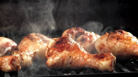 Chicken Legs Are Fried In A Pan Filmed On A High Speed Camera At 1000