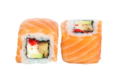 Dos Rollos De Sushi Uramaki Maki En Png Dibujos Pez Japonés Mariscos Png Imagen Para Descarga