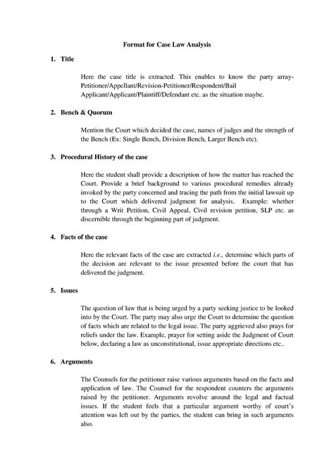 Template For Case Law Analysis Format For Case Law Analysis Title