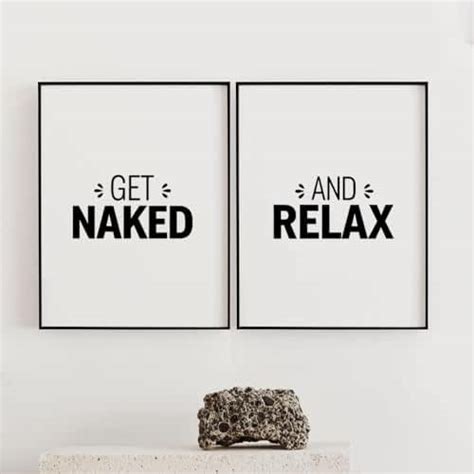 Amazon Get Naked And Relax Set Of 2 Wall Art Prints