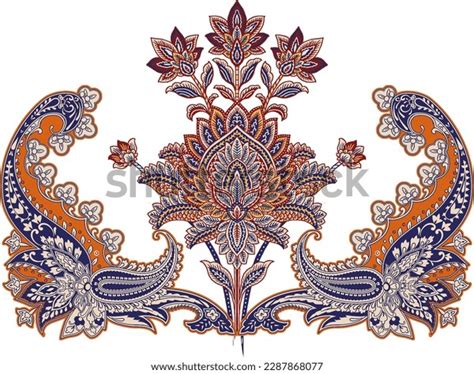 Paisley Border Illustration Textile Design Stock Illustration ...