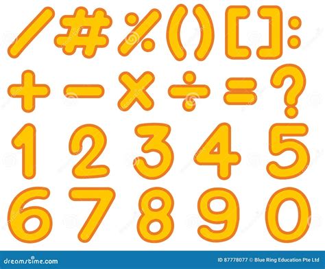 Numbers And Signs Template In Yellow Color Stock Vector Illustration