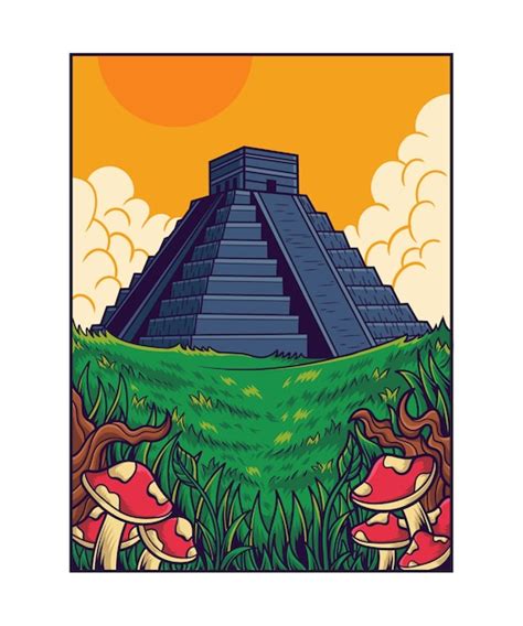 Ilustraci N De Paisaje De Pir Mides Aztecas Vector Premium