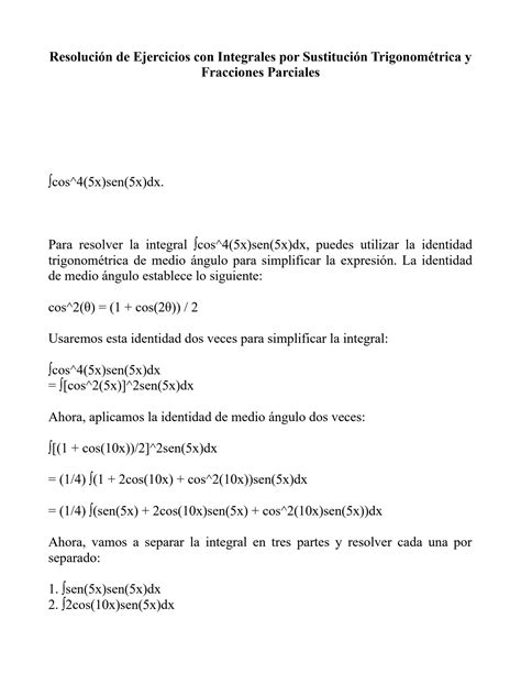 SOLUTION Resoluci N De Ejercicios Con Integrales Por Sustituci N