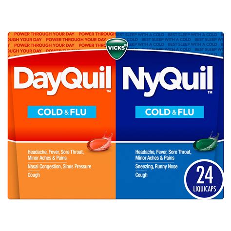 Vicks DayQuil & NyQuil Cough, Cold & Flu Relief Combo, 24 LiquiCaps (16 ...