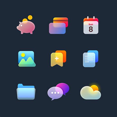 Glassmorphism Icons Behance