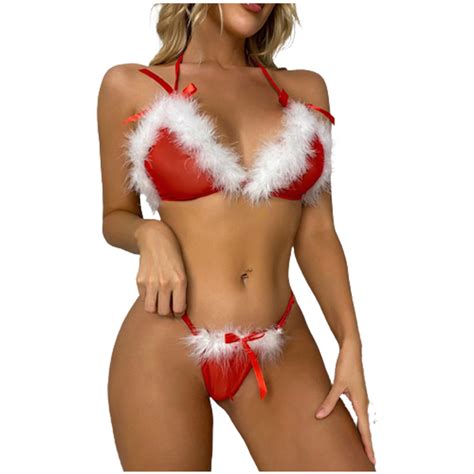 KBKYBUYZ Women Christmas Mesh Perspective Underwear Bra Panties Skirt Lingerie Roleplay Sets