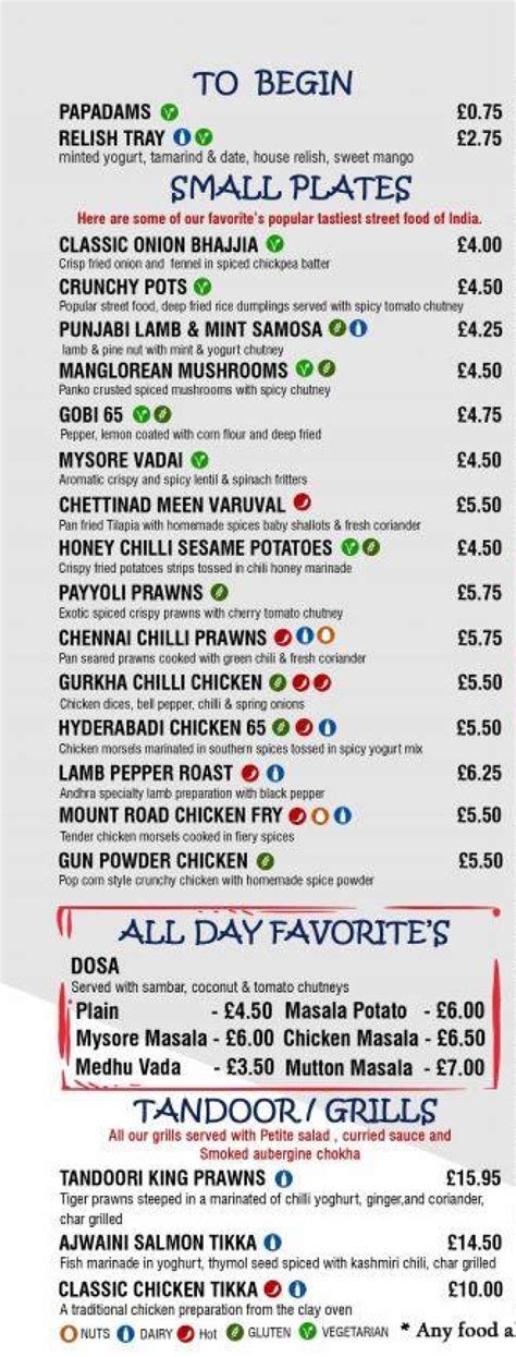 mirchi indian restaurant full menu