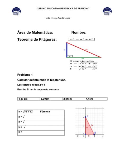 Teorema De Pitágoras Matemáticas Exercise Live Worksheets