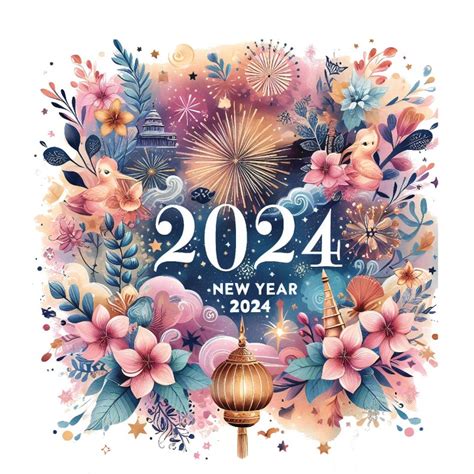 Happy New Year 2024 Clipart High Quality PNG Digital Paper Crafting