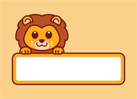 Premium Vector | Cute lion vector label