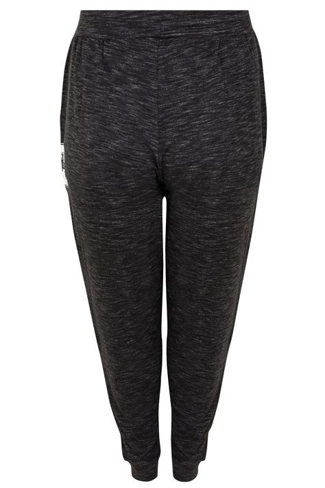 Grey Marl Printed Joggers Plus Size 16 To 36