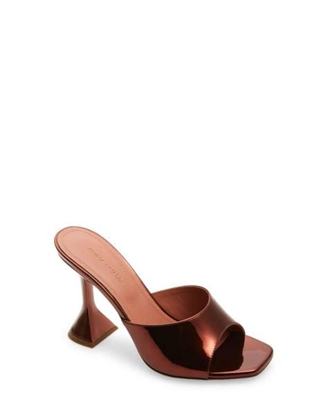 Amina Muaddi Lupita Metallic Slide Sandal In Brown Lyst