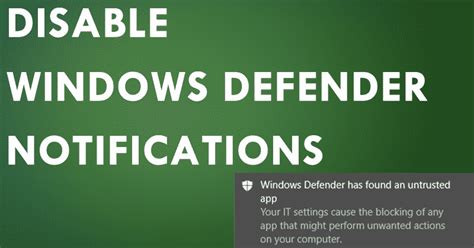 How To Disable Windows Defender Notifications On Windows 10