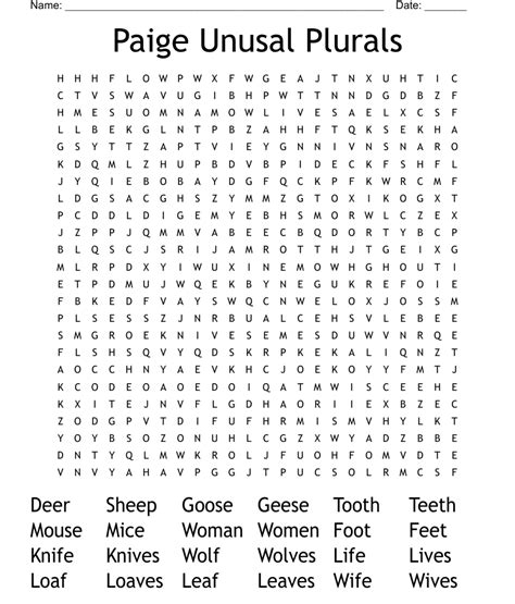 Irregular Plural Nouns Crossword Wordmint