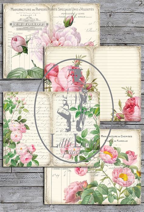 Roses Journal Kit Shabby Chic Ephemera Digital Download Etsy