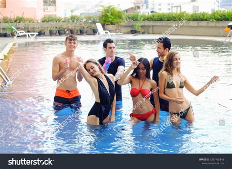 Portrait Sexy Bikini Pool Party Enjoy Stock Photo Shutterstock