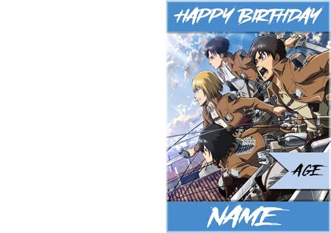 Attack On Titan Birthday Card Titan Personalized Birthday Etsy