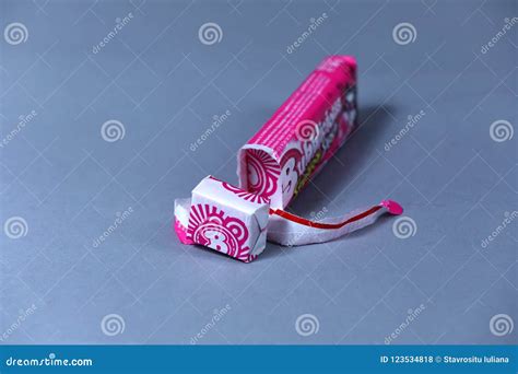 Opened Pack Of Bubblicious Strawberry Splash Gum American Brand Isolated Editorial Stock