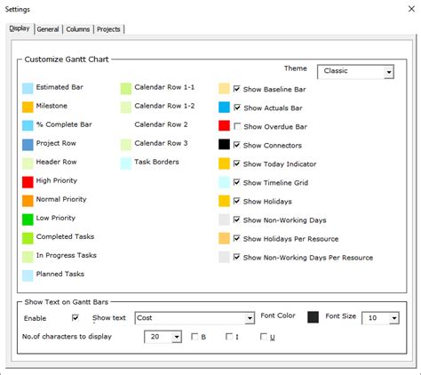 Customizing the Gantt Chart Timeline Colors - Gantt Excel