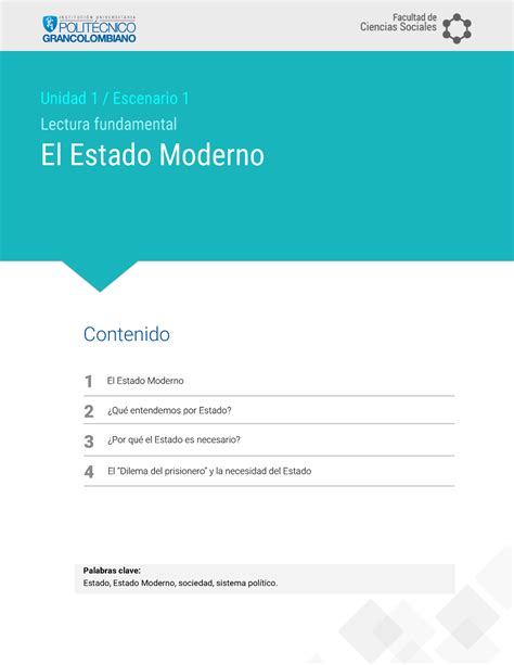 Lectura Fundamental 1 Escenario 1 información histórica El Estado