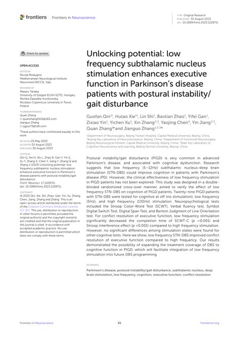 (PDF) Unlocking potential: low frequency subthalamic nucleus ...