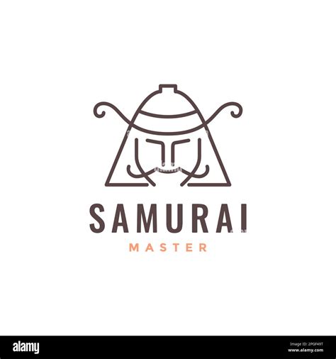 face samurai japanese culture strong mascot minimal line logo design