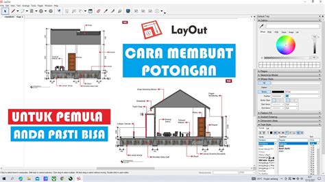 Cara Membuat Gambar Kerja Potongan Di Layout Sketchup Youtube