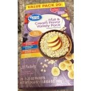 Great Value Instant Oatmeal Fruit Cream Variety Pack Calories