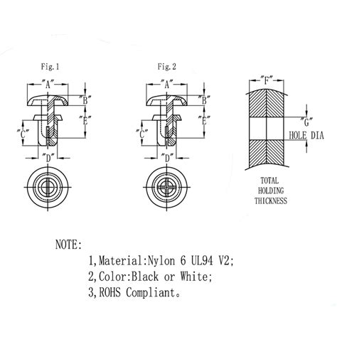 Nylon Snap Rivets, two piece plastic panel fasteners