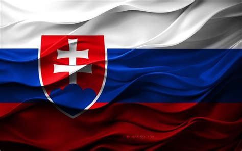 4k, Flag of Slovakia, European countries, 3d Slovakia flag, Europe ...